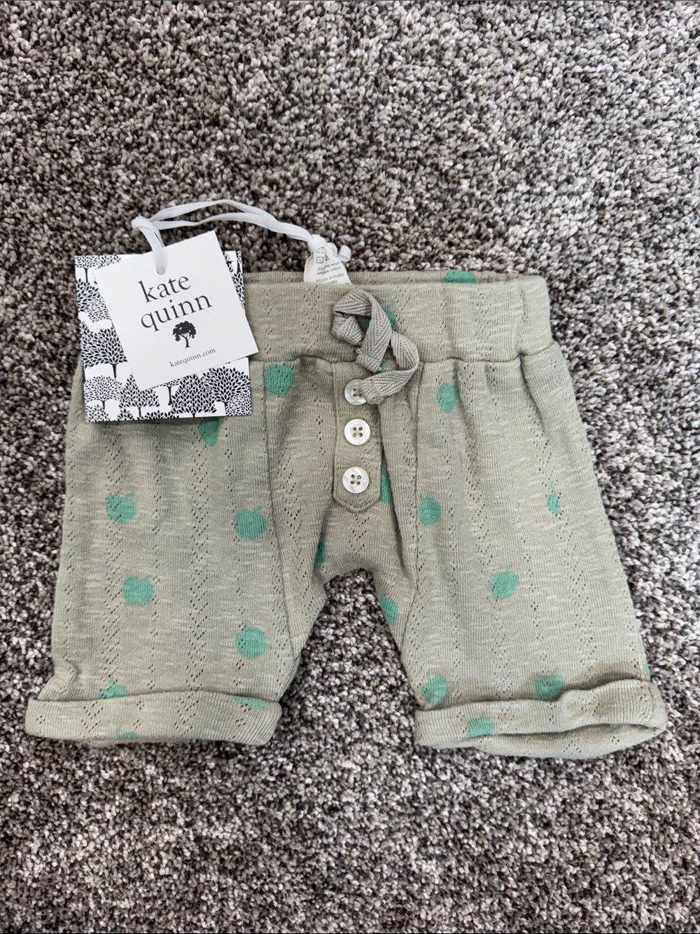 Kate Quinn Olive Knit Baby Shorts